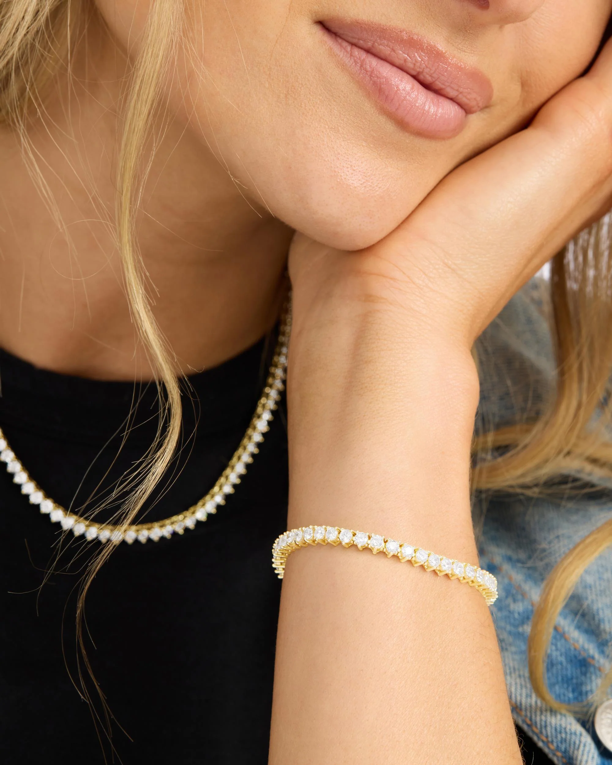Not Your Basic Tennis Bracelet 3mm - Gold|White Diamondettes - Image 2
