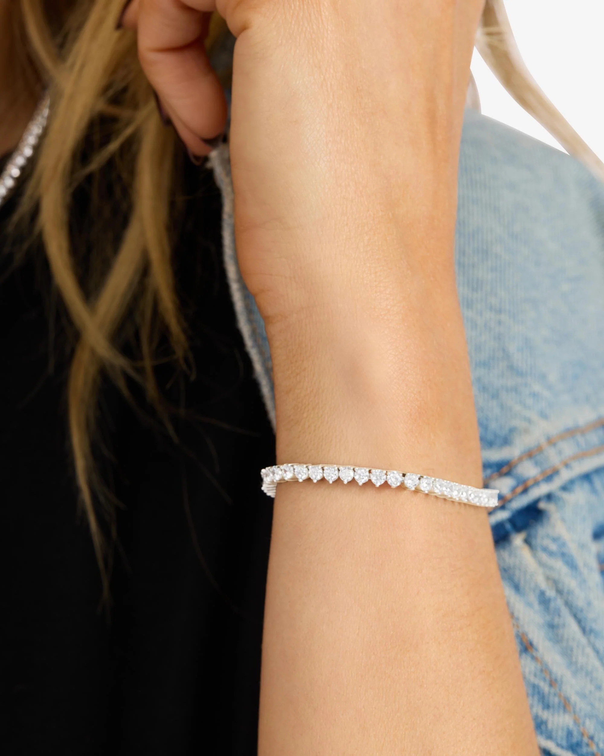 Not Your Basic Tennis Bracelet 3mm - Silver|White Diamondettes - Image 2