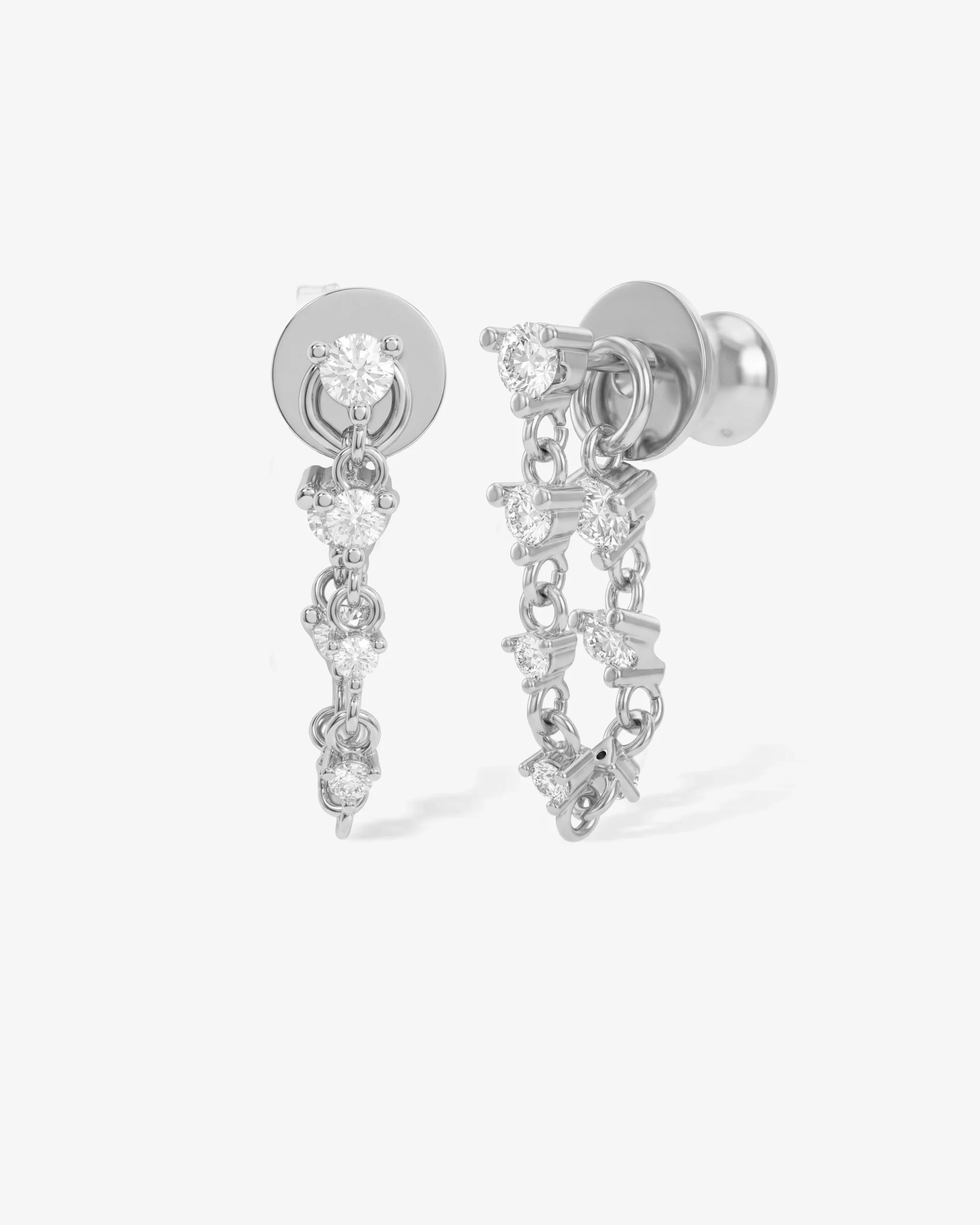 Not Your Basic Soft Hoop Earrings - Silver|White Diamondettes