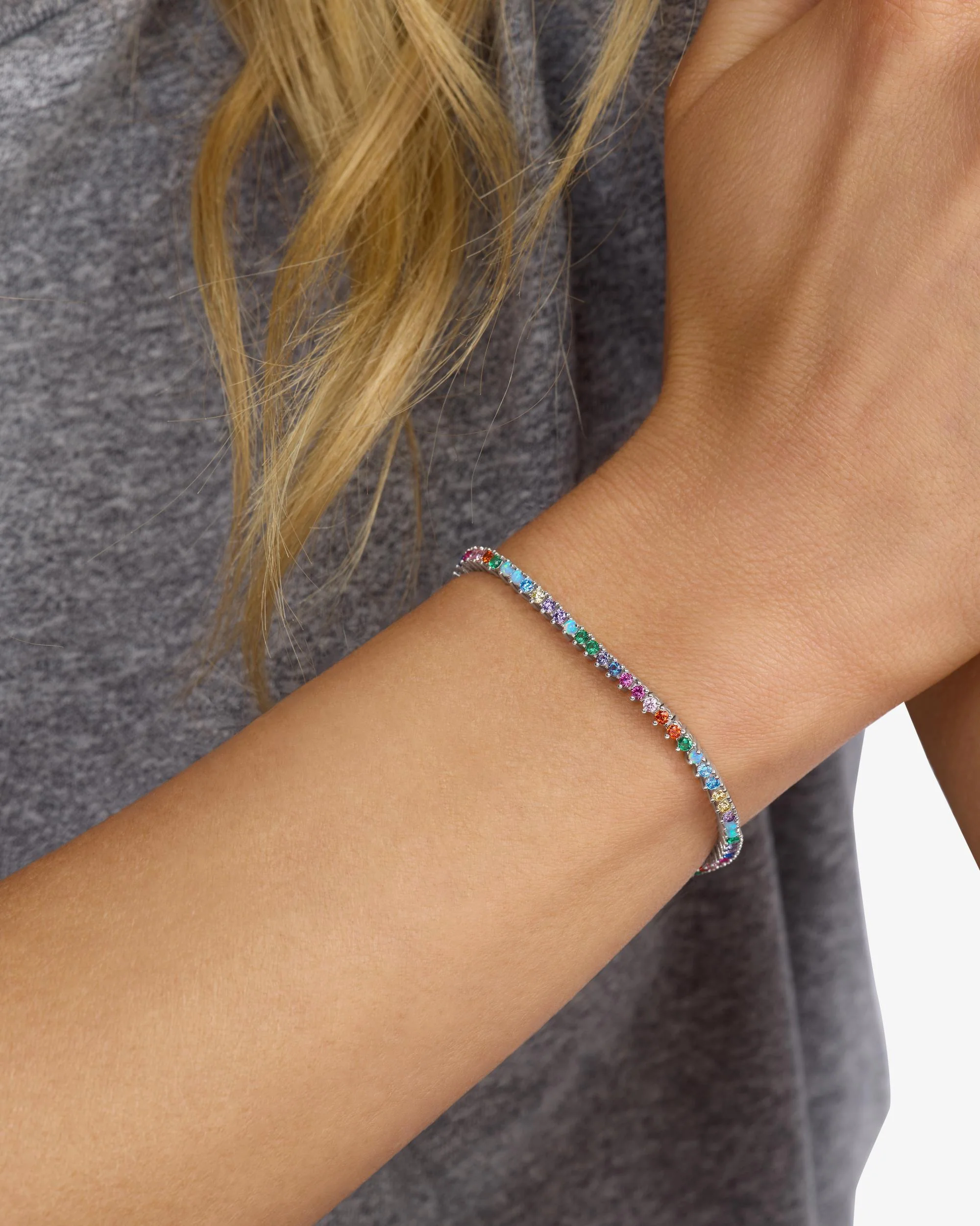 Not Your Basic Tennis Bracelet 2mm - Silver|Multi Stone - Image 2
