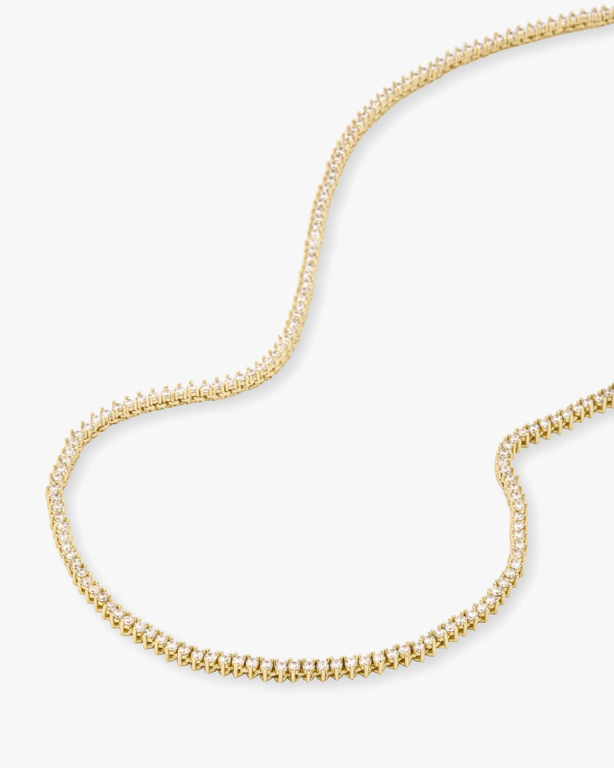 Not Your Basic Tennis Necklace 2mm - Gold|White Diamondettes - Image 4
