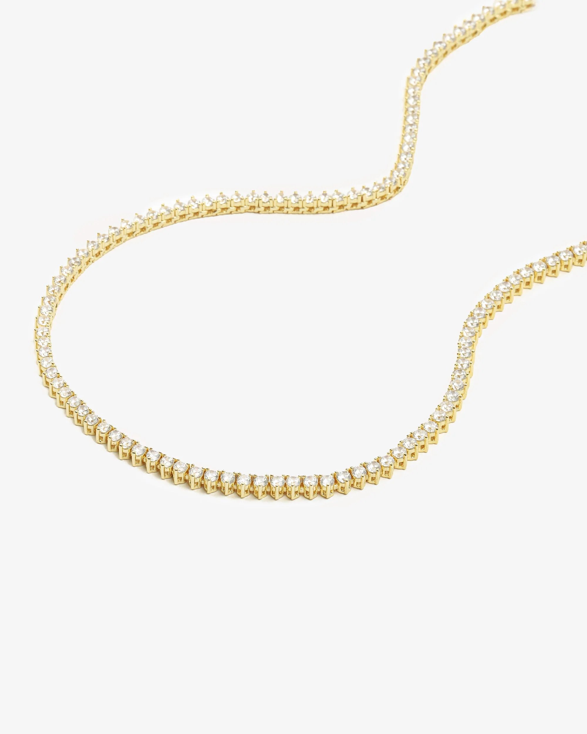 Not Your Basic Tennis Necklace 3mm - Gold|White Diamondettes - Image 4