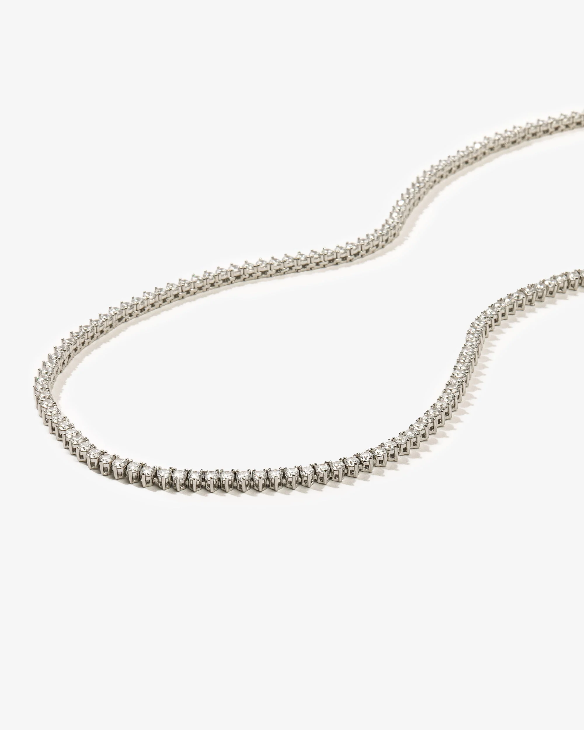 Not Your Basic Tennis Necklace 3mm - Silver|White Diamondettes - Image 4