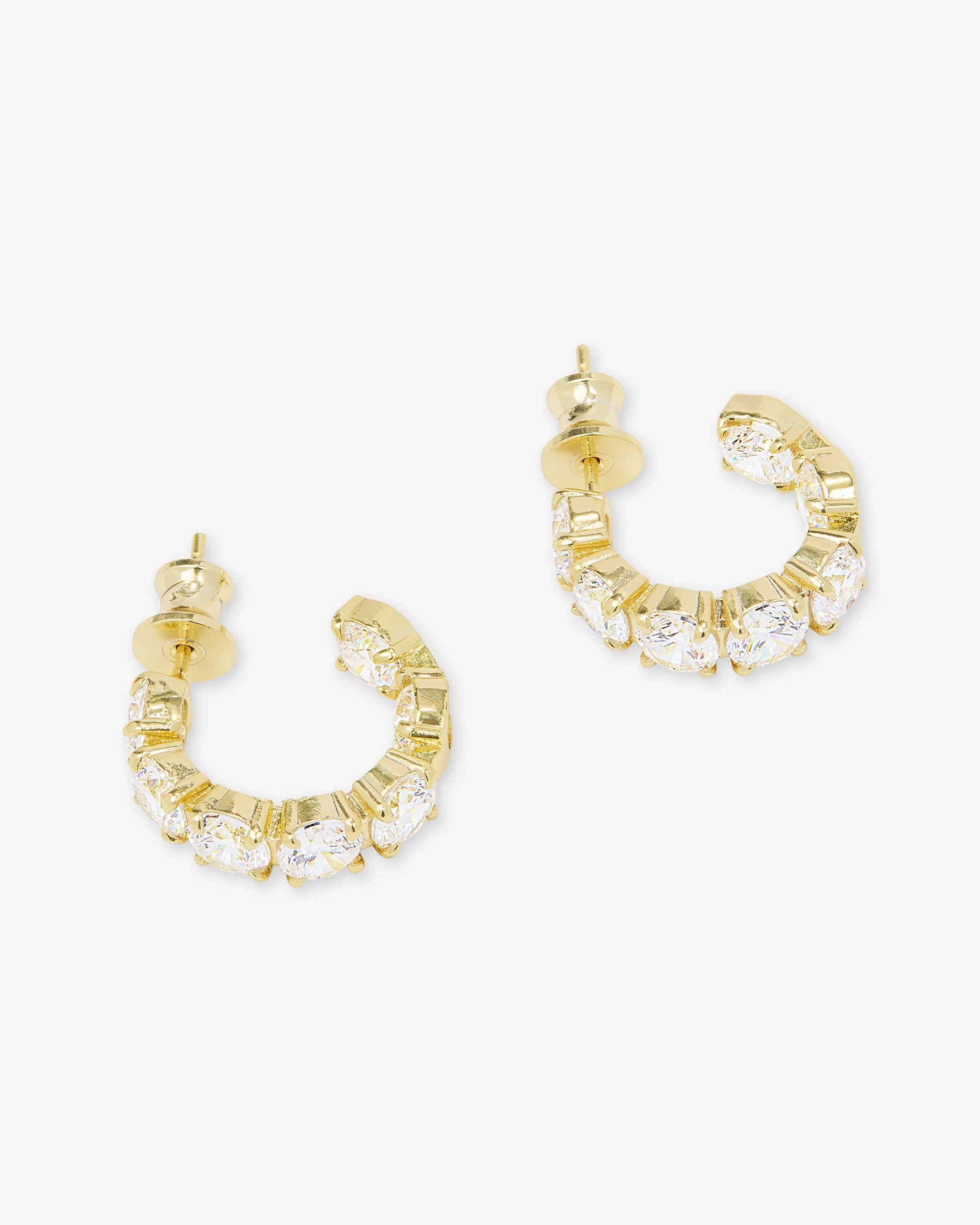 "Oh She Fancy" Hoops .75" - Gold|White Diamondettes - Image 3