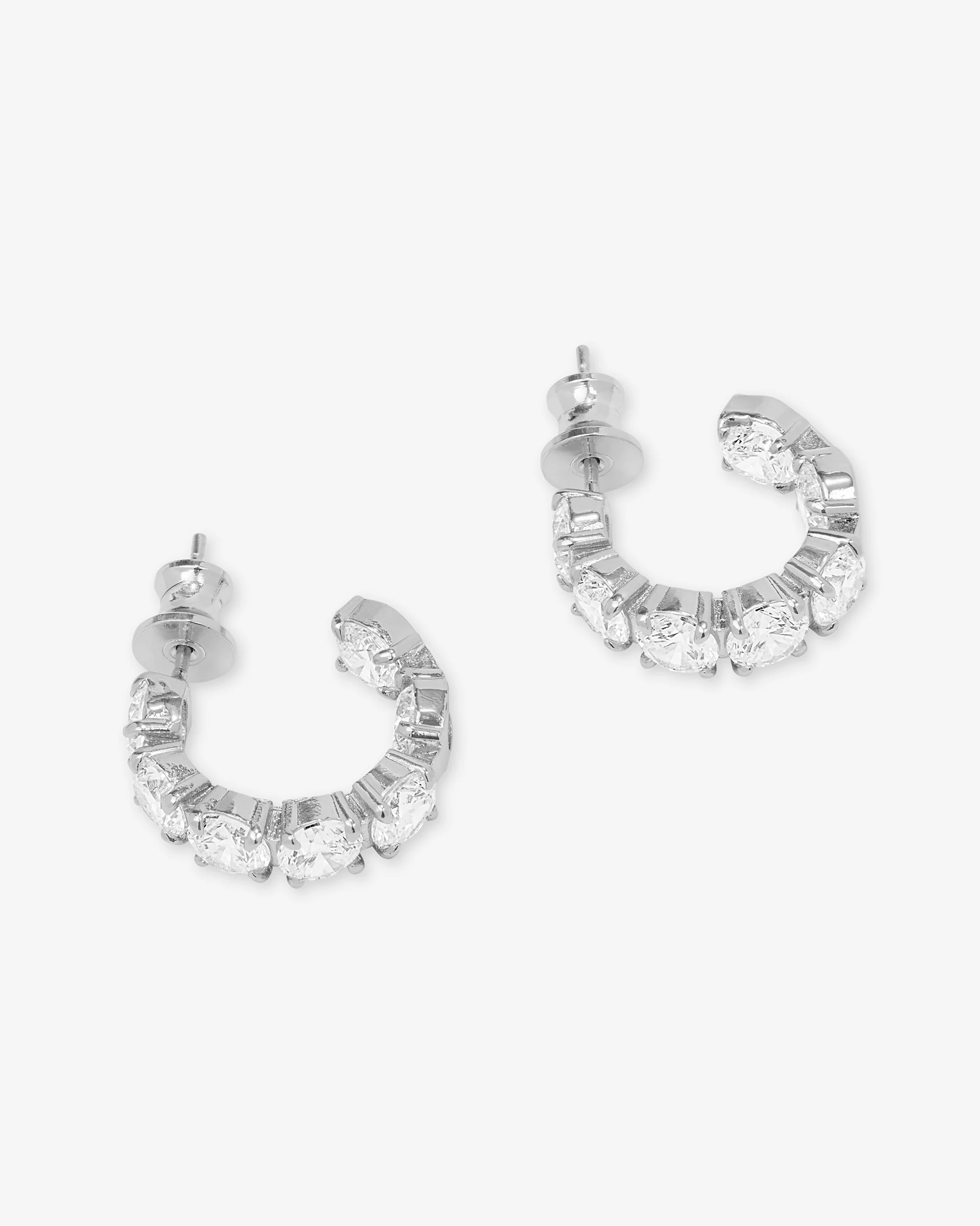 "Oh She Fancy" Hoops .75" - Silver|White Diamondettes - Image 3