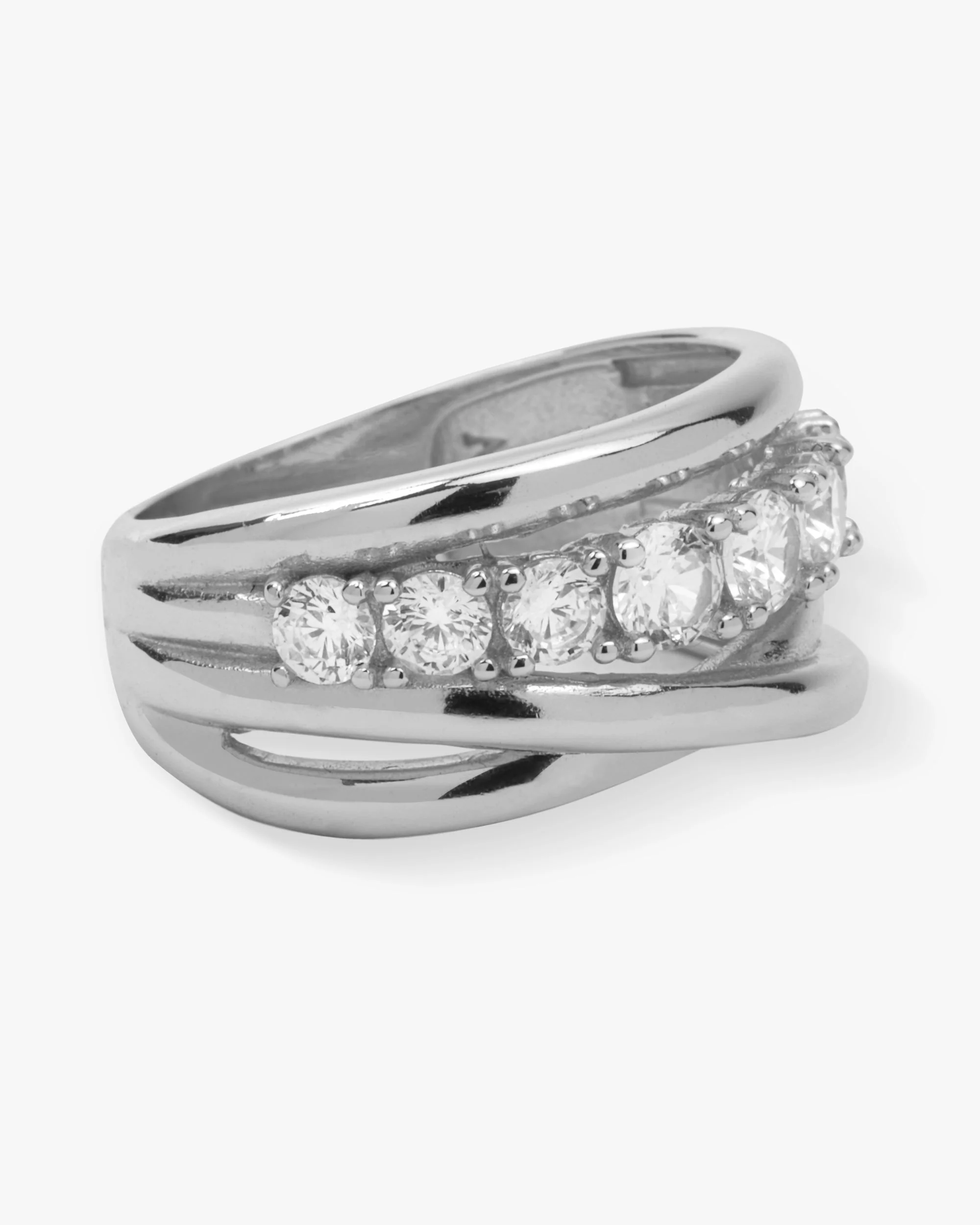 "Oh She Fancy" Stacked Diamond Ring - Silver|White Diamondettes - Image 3