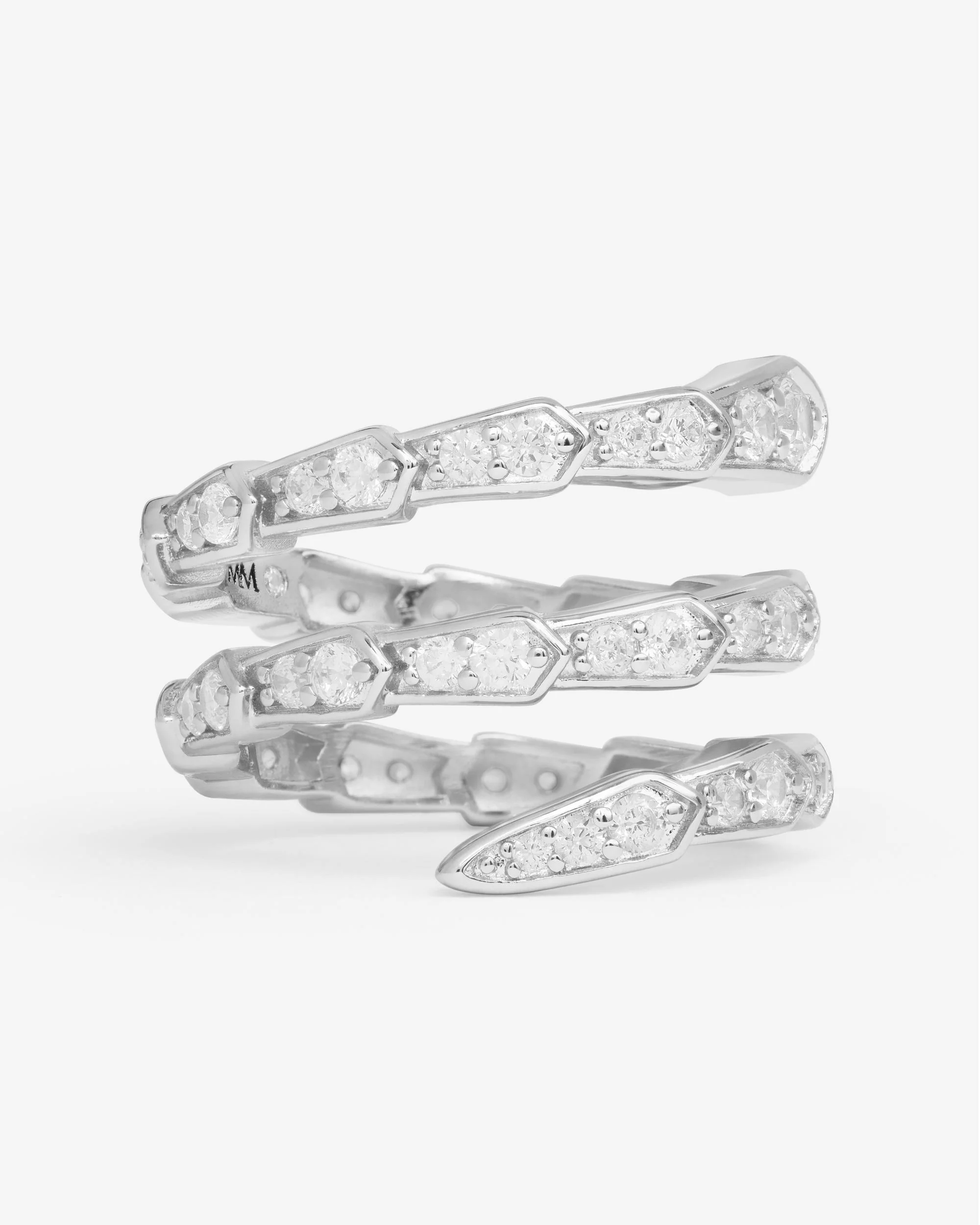 Pavé Serpent Spiral Ring - Silver|White Diamondettes - Image 3