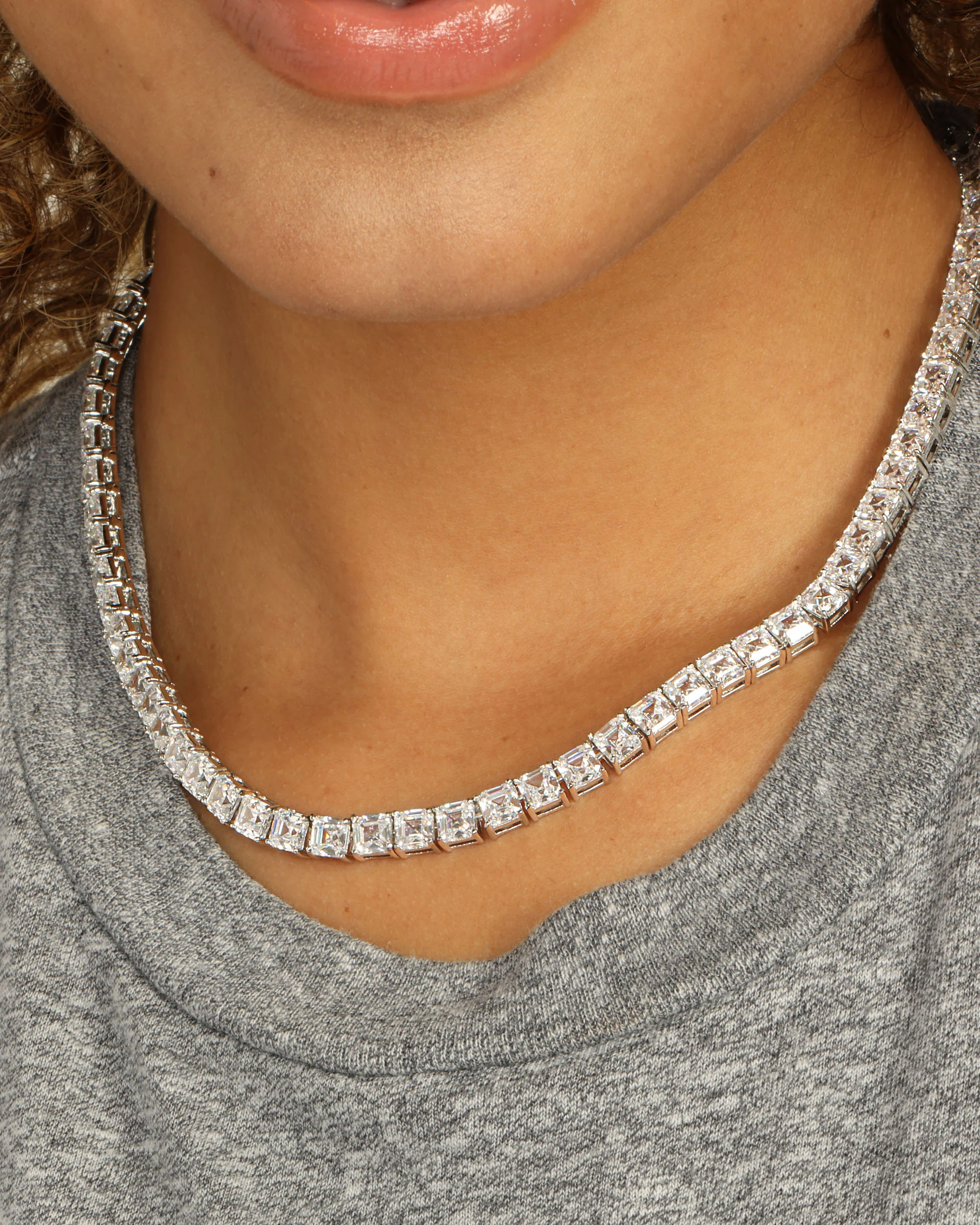 The Queen's Tennis Necklace 5mm - Silver|White Diamondettes - Image 6