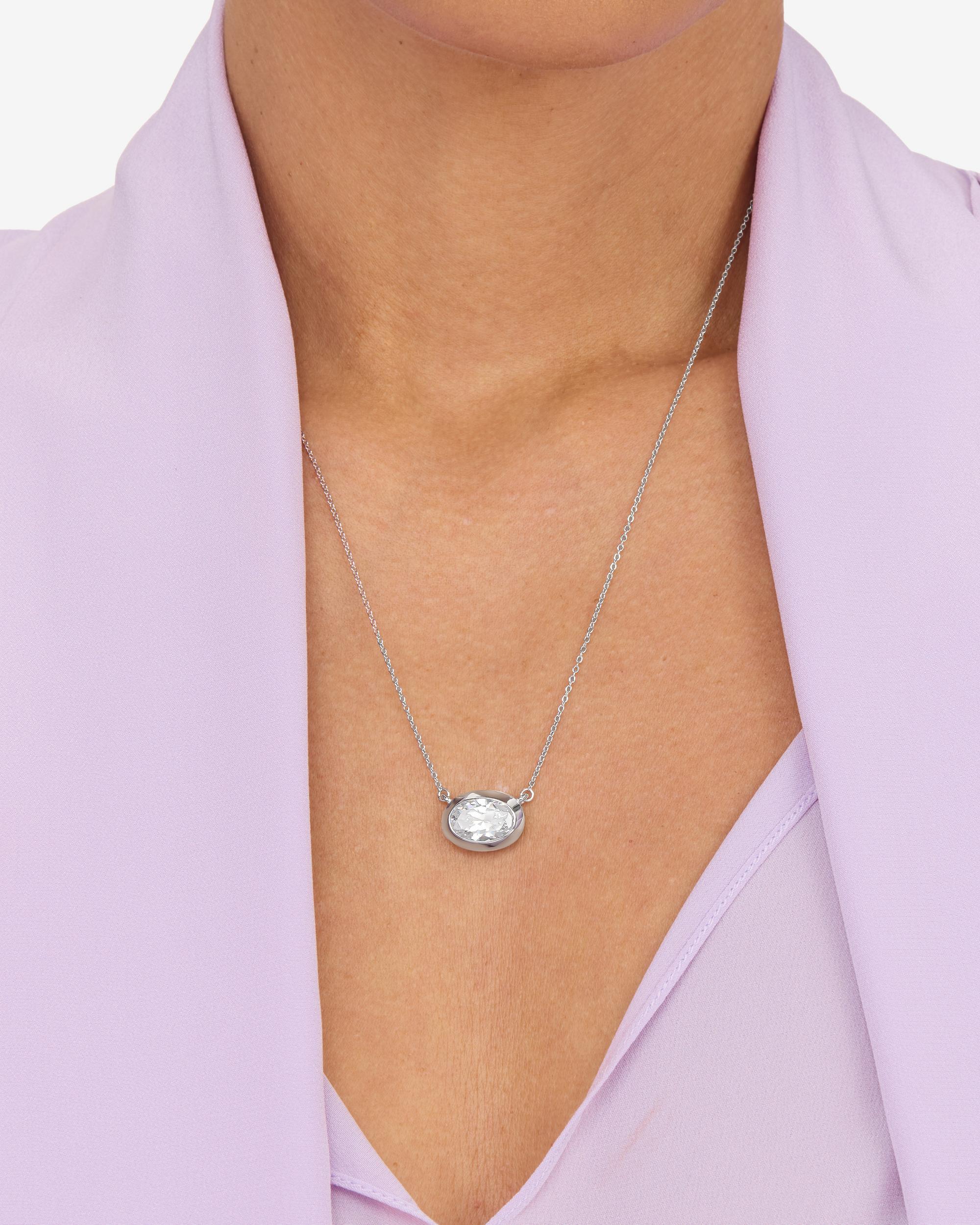 She's a Boss Pendant Necklace - Silver|White Diamondettes - Image 2