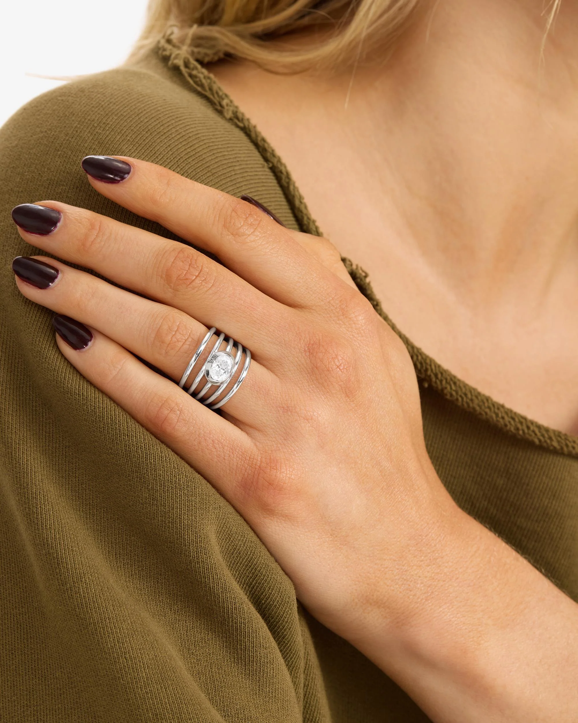 She's a Boss Stacked Ring - Silver|White Diamondettes - Image 2