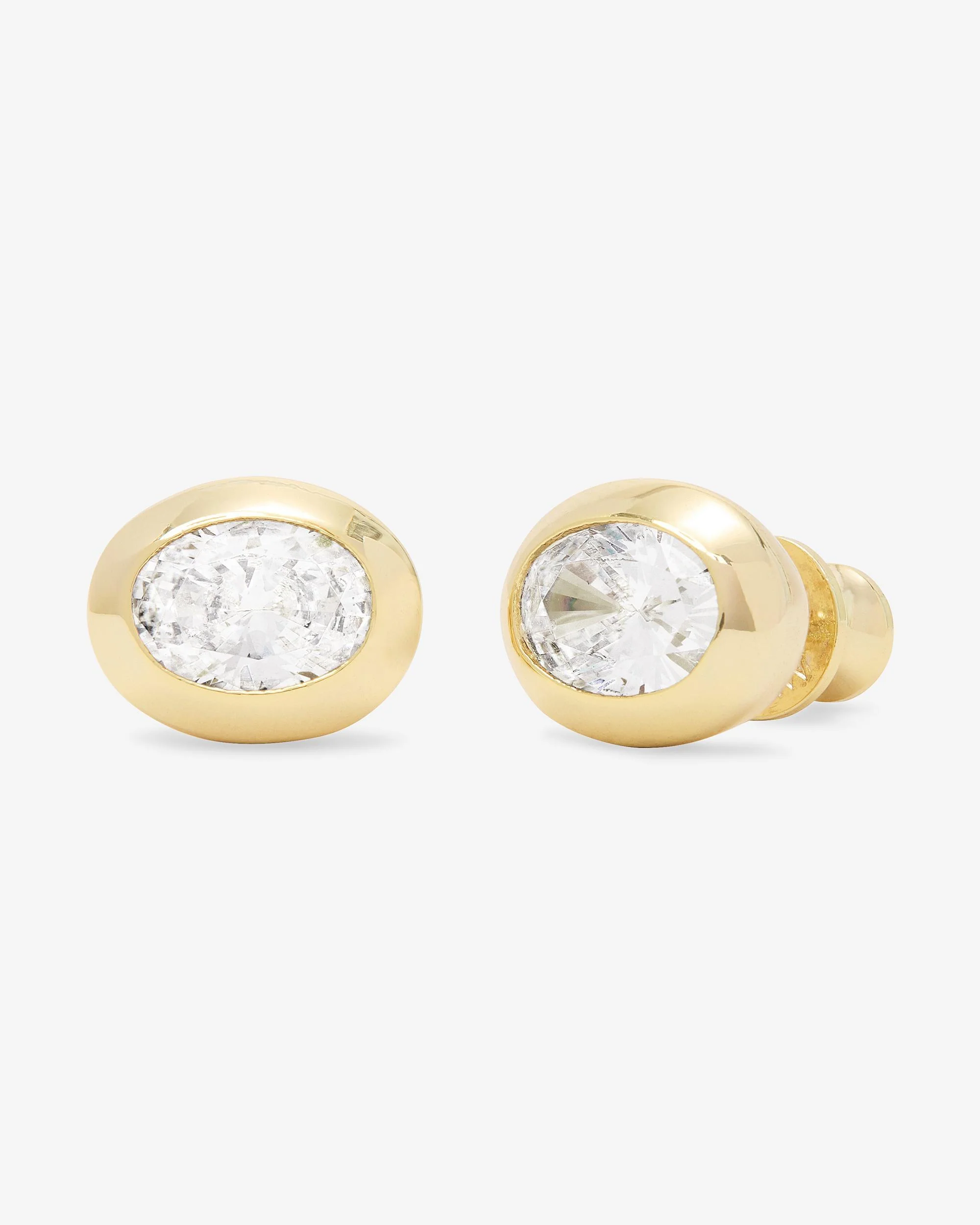 She's a Boss Studs 8mm - Gold|White Diamondettes