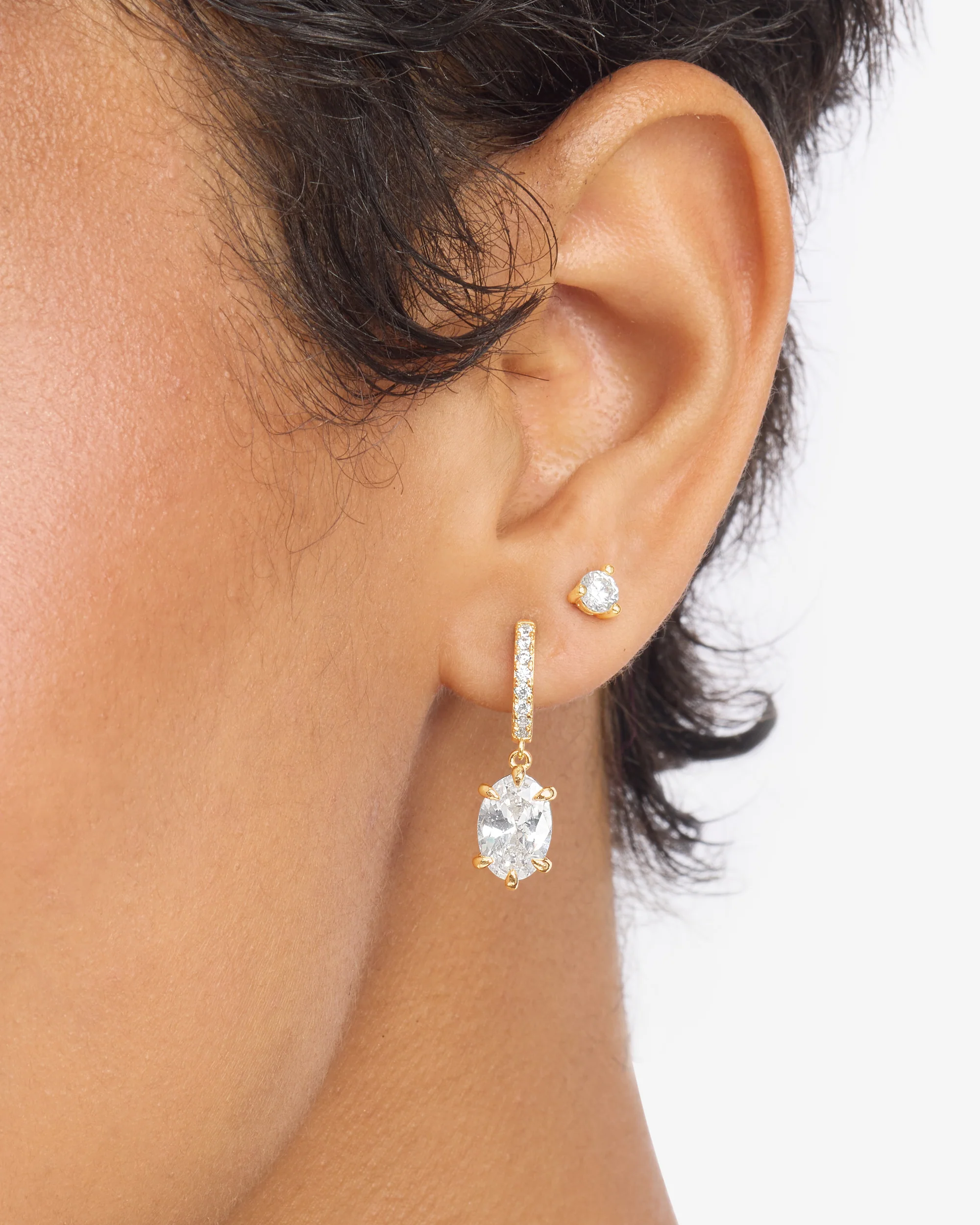 She's on Point Earrings - Gold|White Diamondettes - Image 4