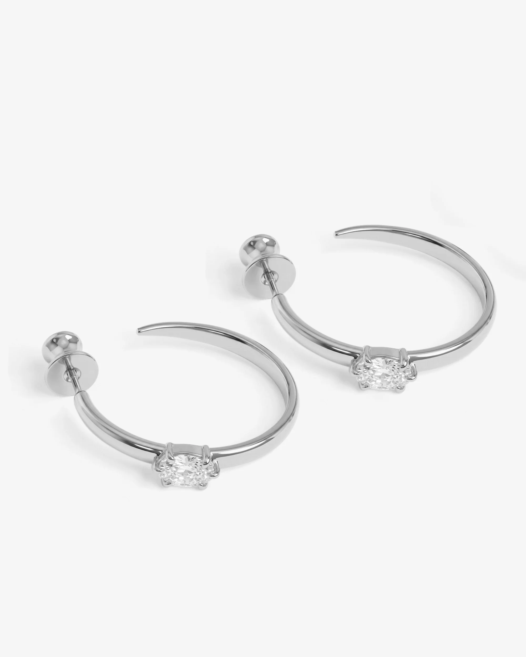 She's on Point Hoops 1" - Silver|White Diamondettes - Image 3