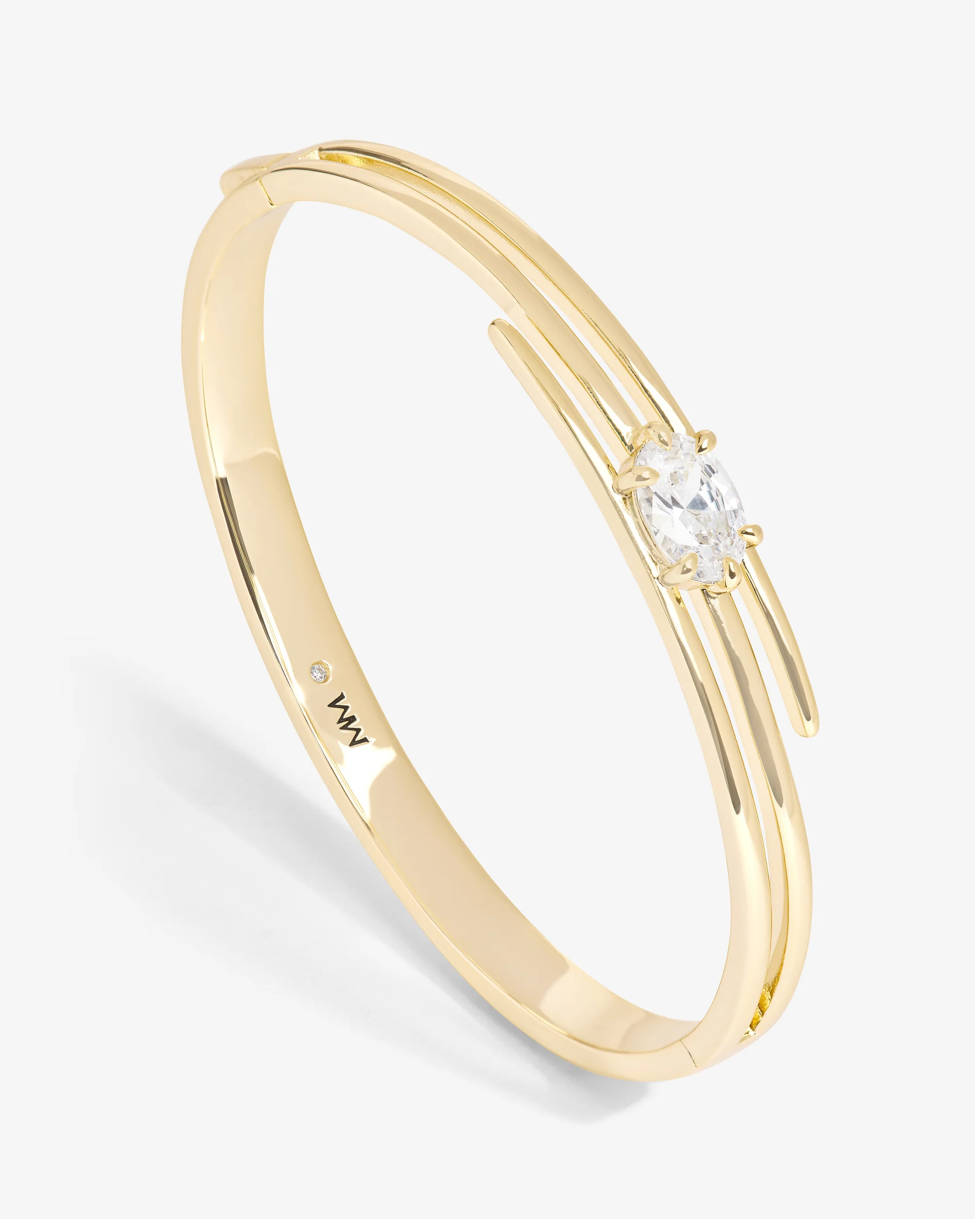 She's on Point Lasso Cuff - Gold|White Diamondettes - Image 3