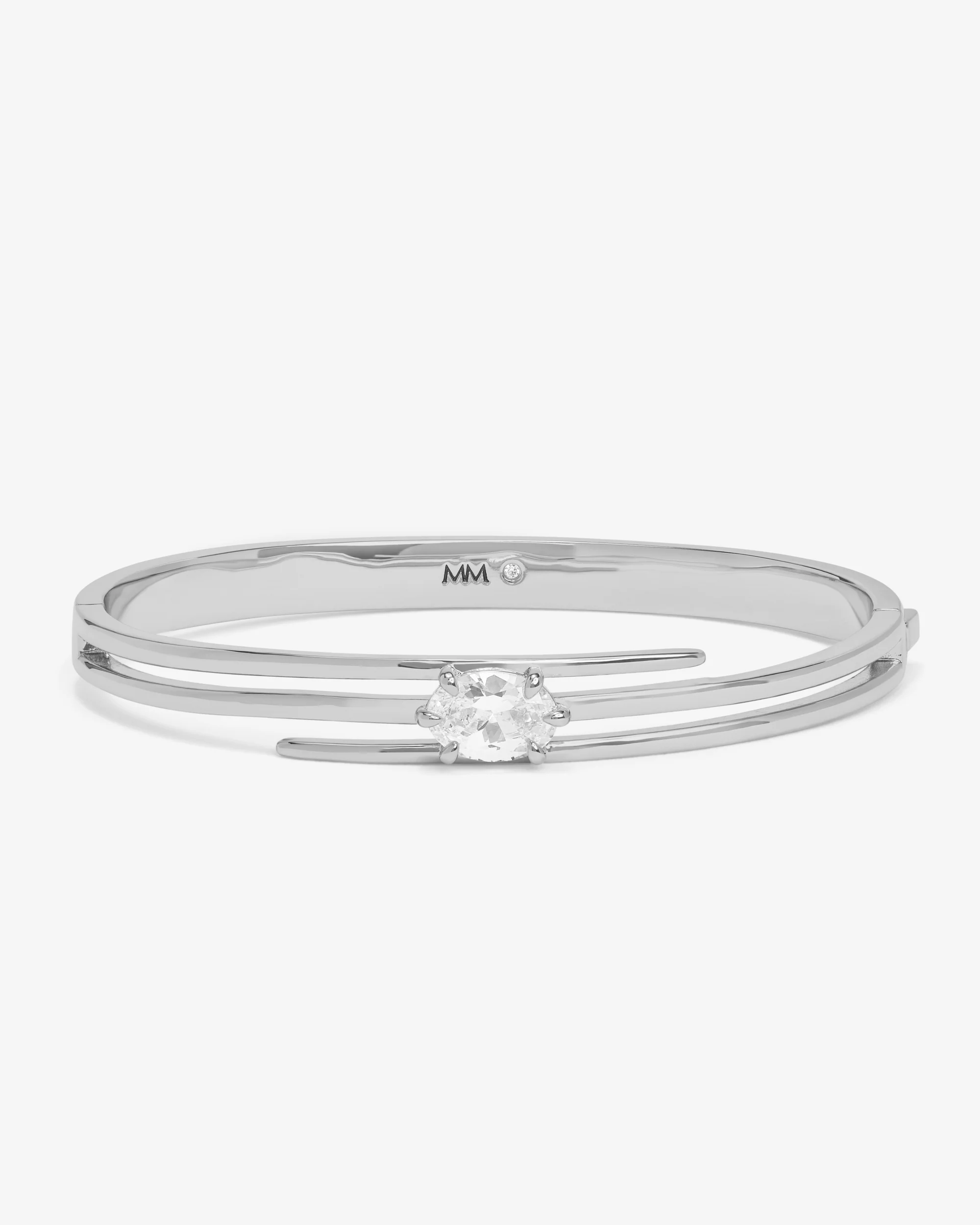 She's on Point Lasso Cuff - Silver|White Diamondettes