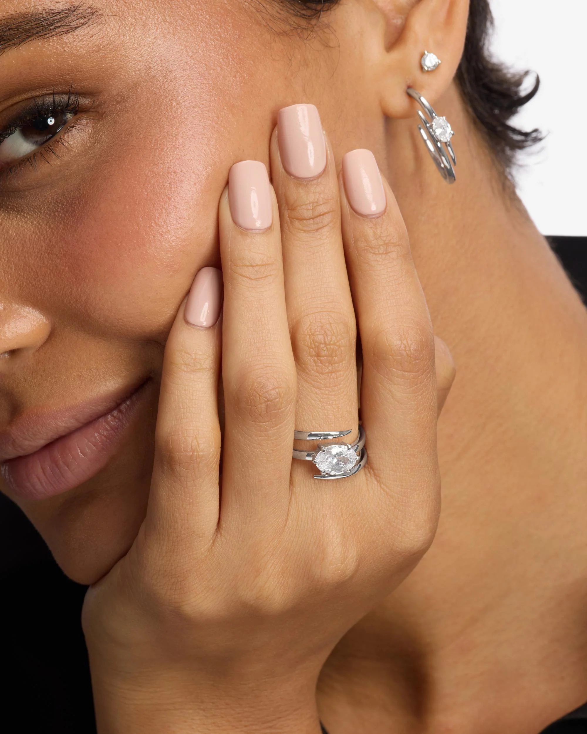 She's on Point Lasso Ring - Silver|White Diamondettes - Image 2