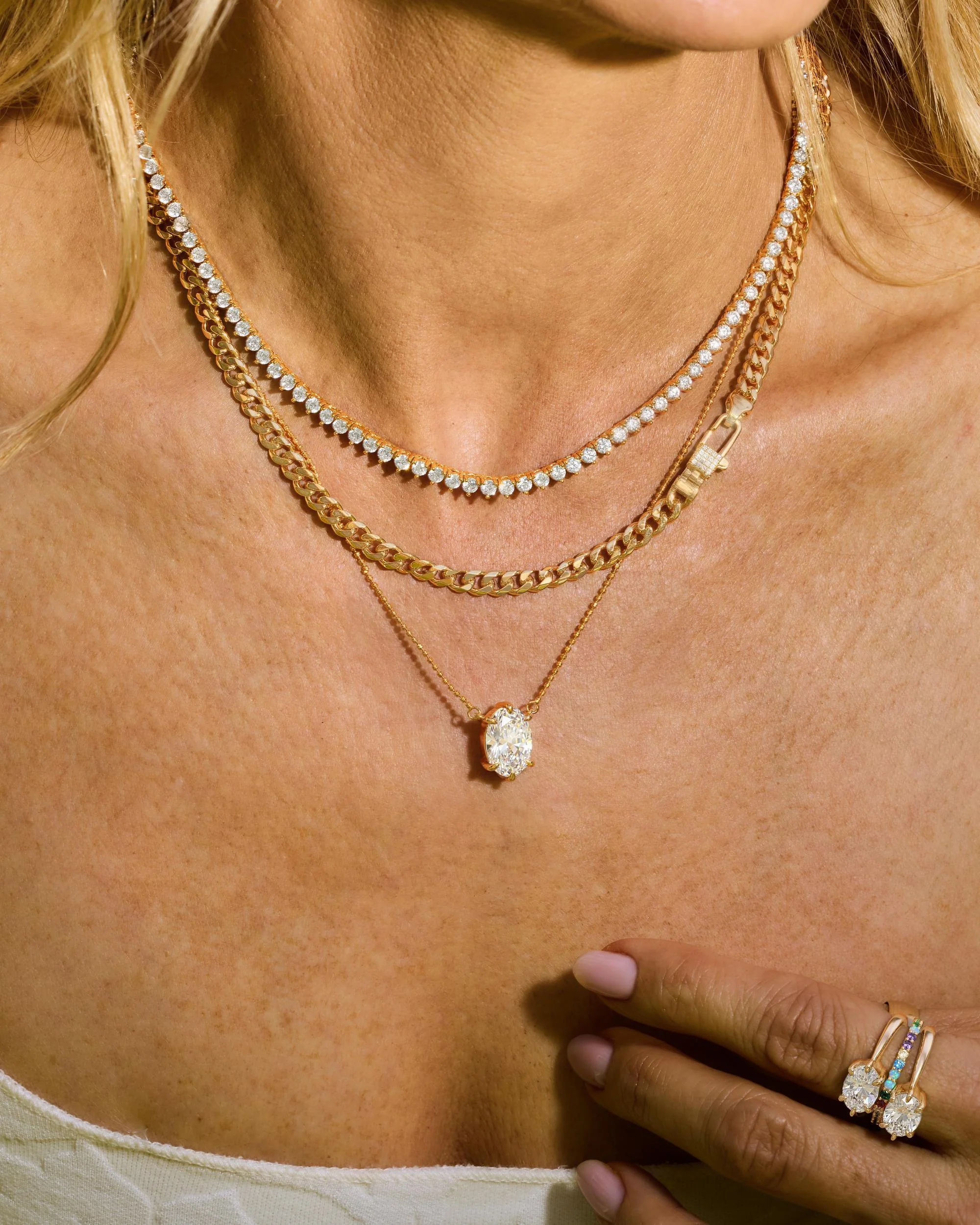 She's on Point Necklace - Gold|White Diamondettes - Image 5