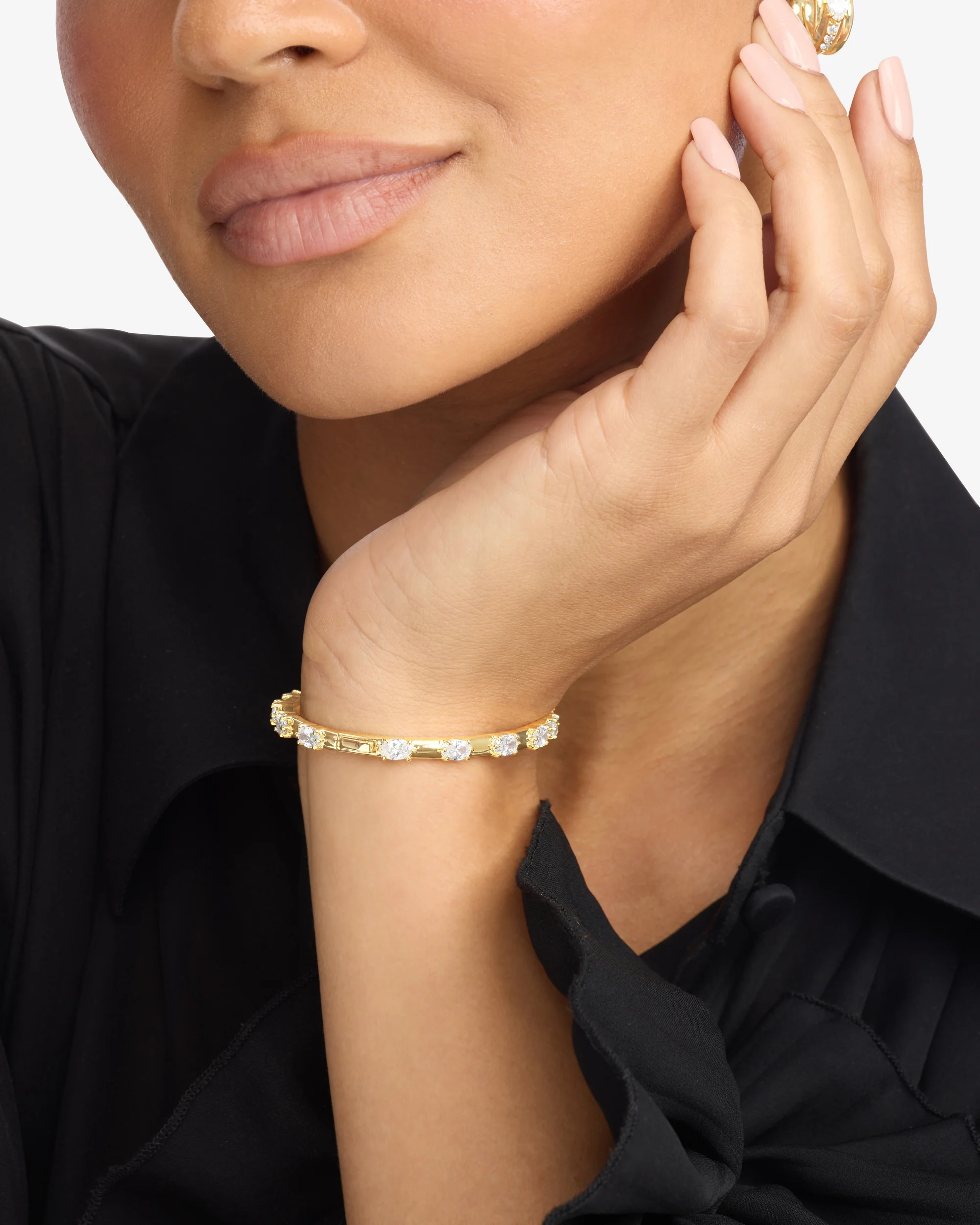 She's on Point Station Cuff - Gold|White Diamondettes - Image 2