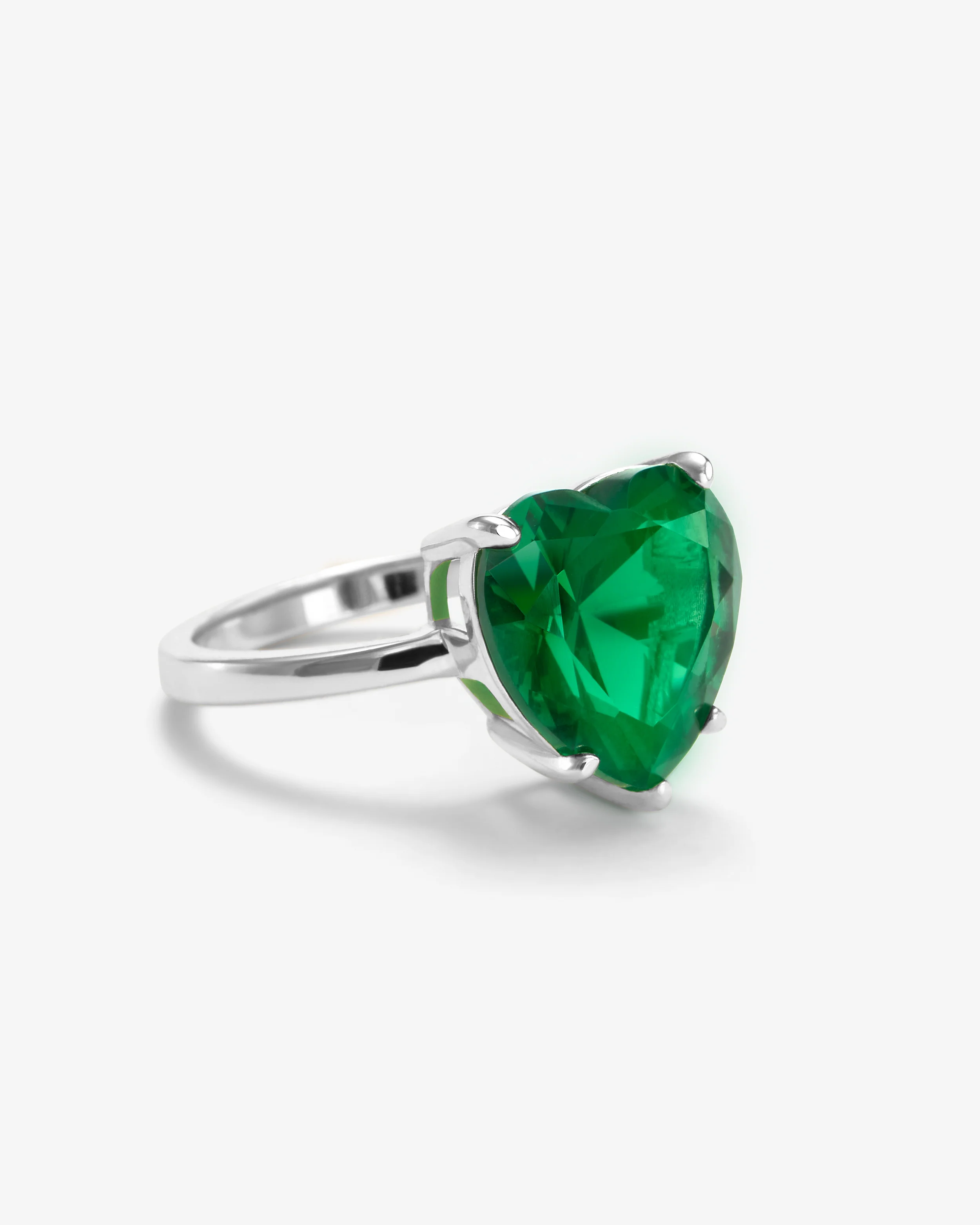 The Allison Heart Ring - Silver|Emerald - Image 3