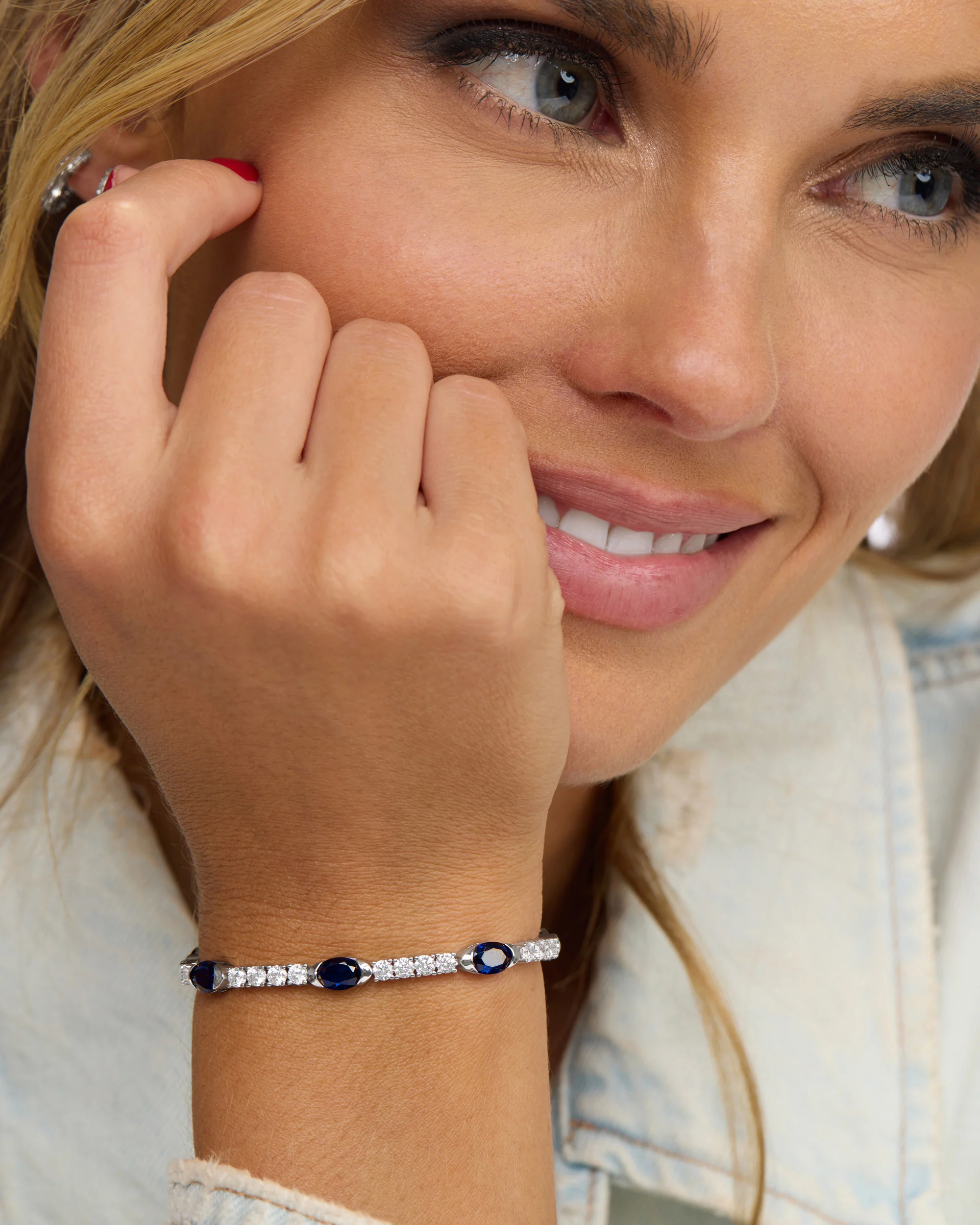 The Maven Tennis Bracelet 3mm - Silver|Blue Sapphire - Image 2