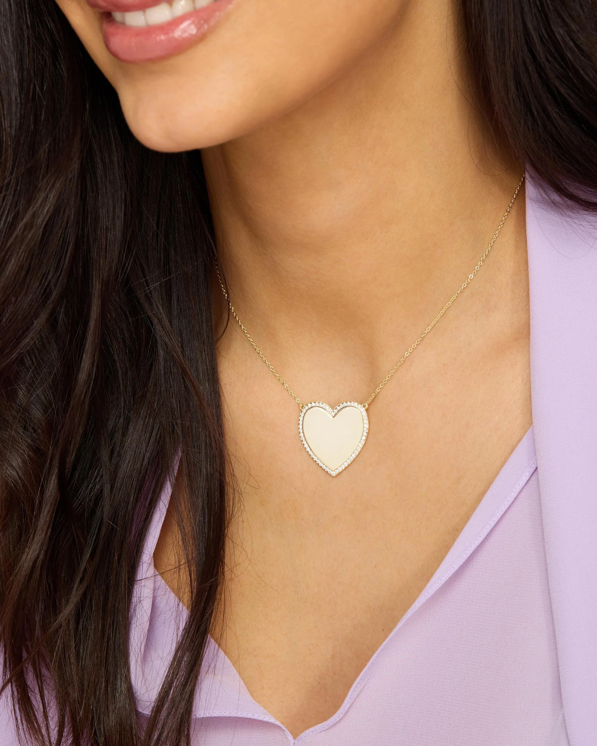 XL You Have My Heart Pavé Necklace - Gold|White Diamondettes - Image 2