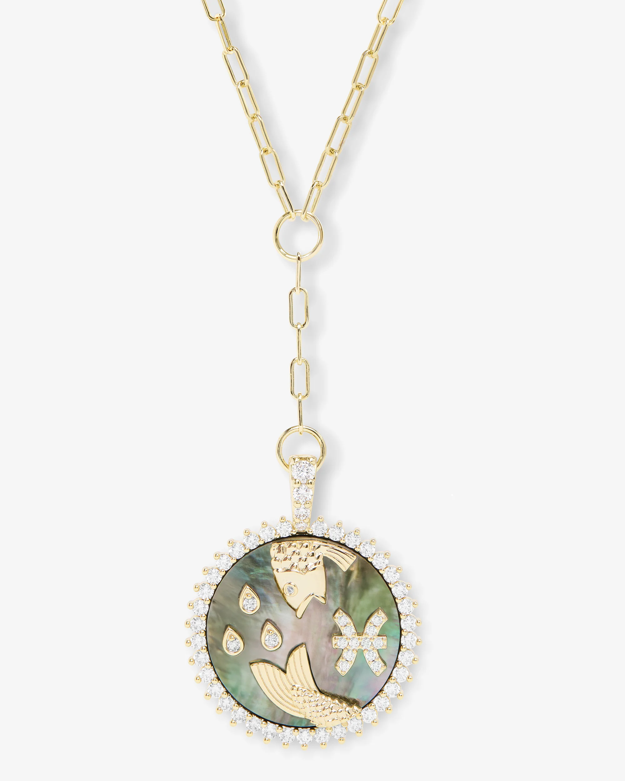 Zodiac Medallion Necklace - Gold|White Diamondettes - Image 8